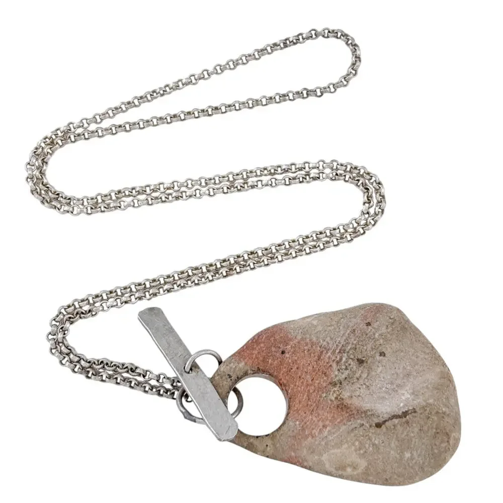 Vintage Sterling Silver 925 Stone Pendant Necklace 18